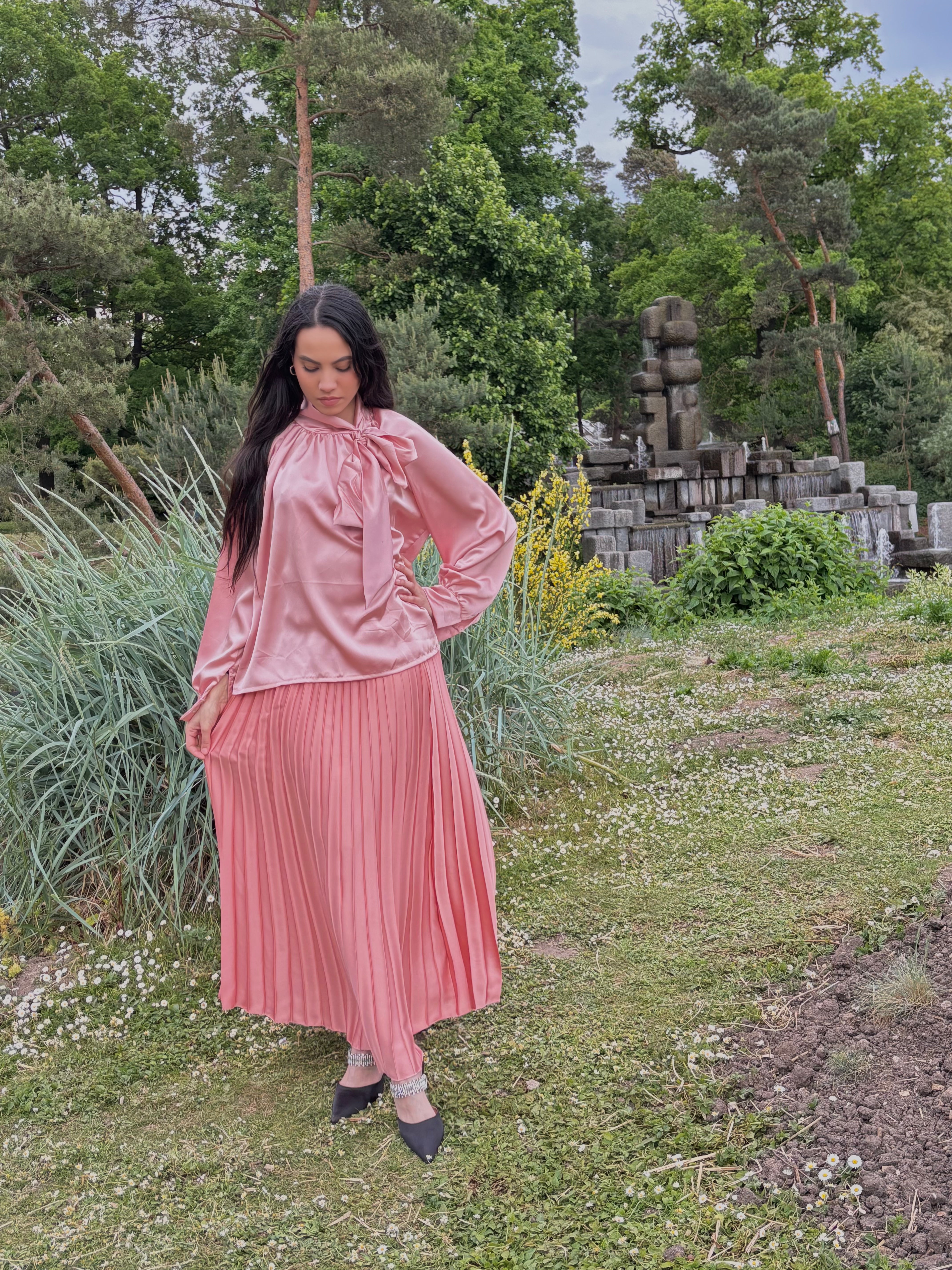 Ensemble Chemise & Jupe Plisée Rose