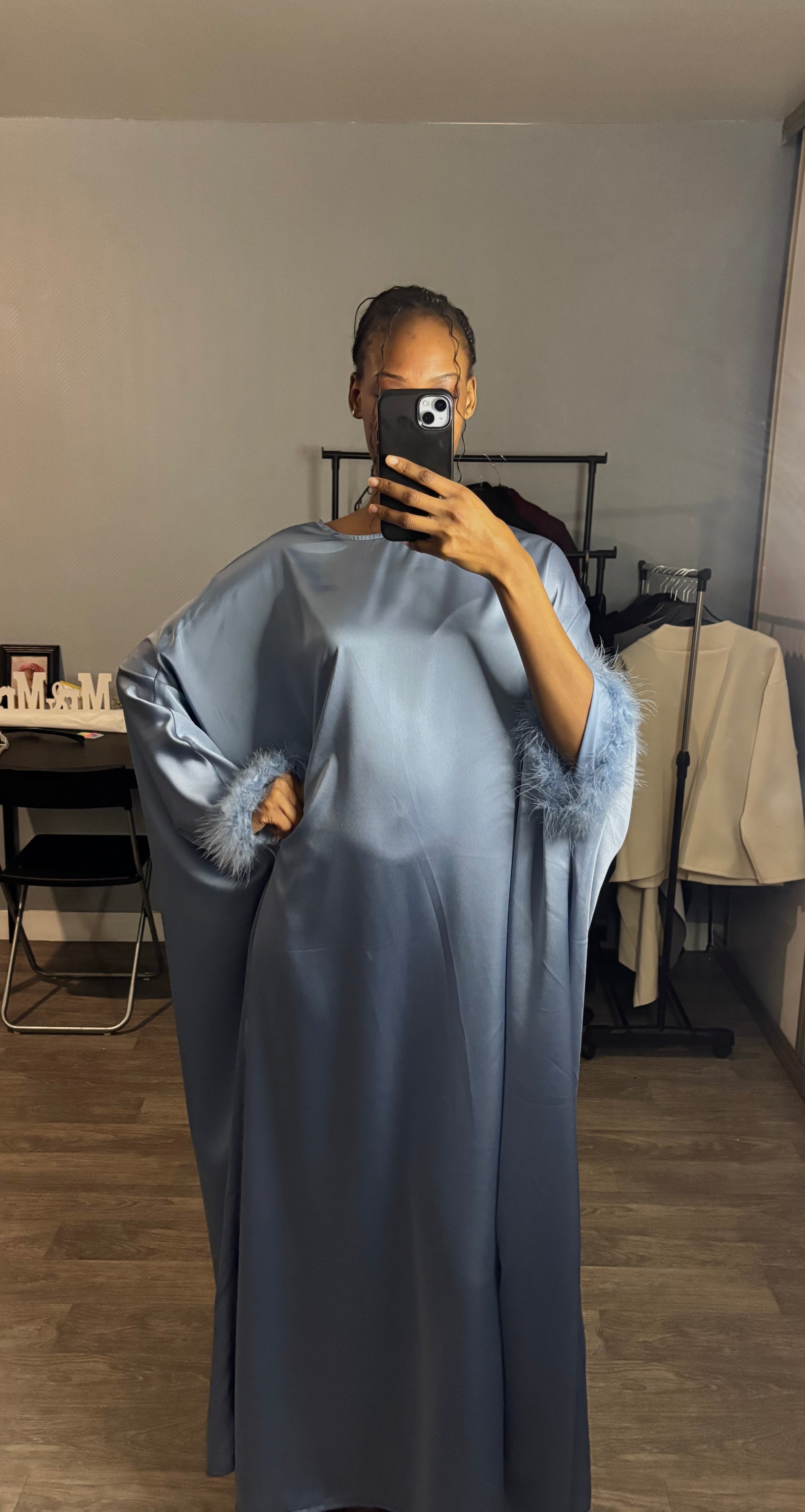 Abaya en satin Papillon oversize sans ceinture