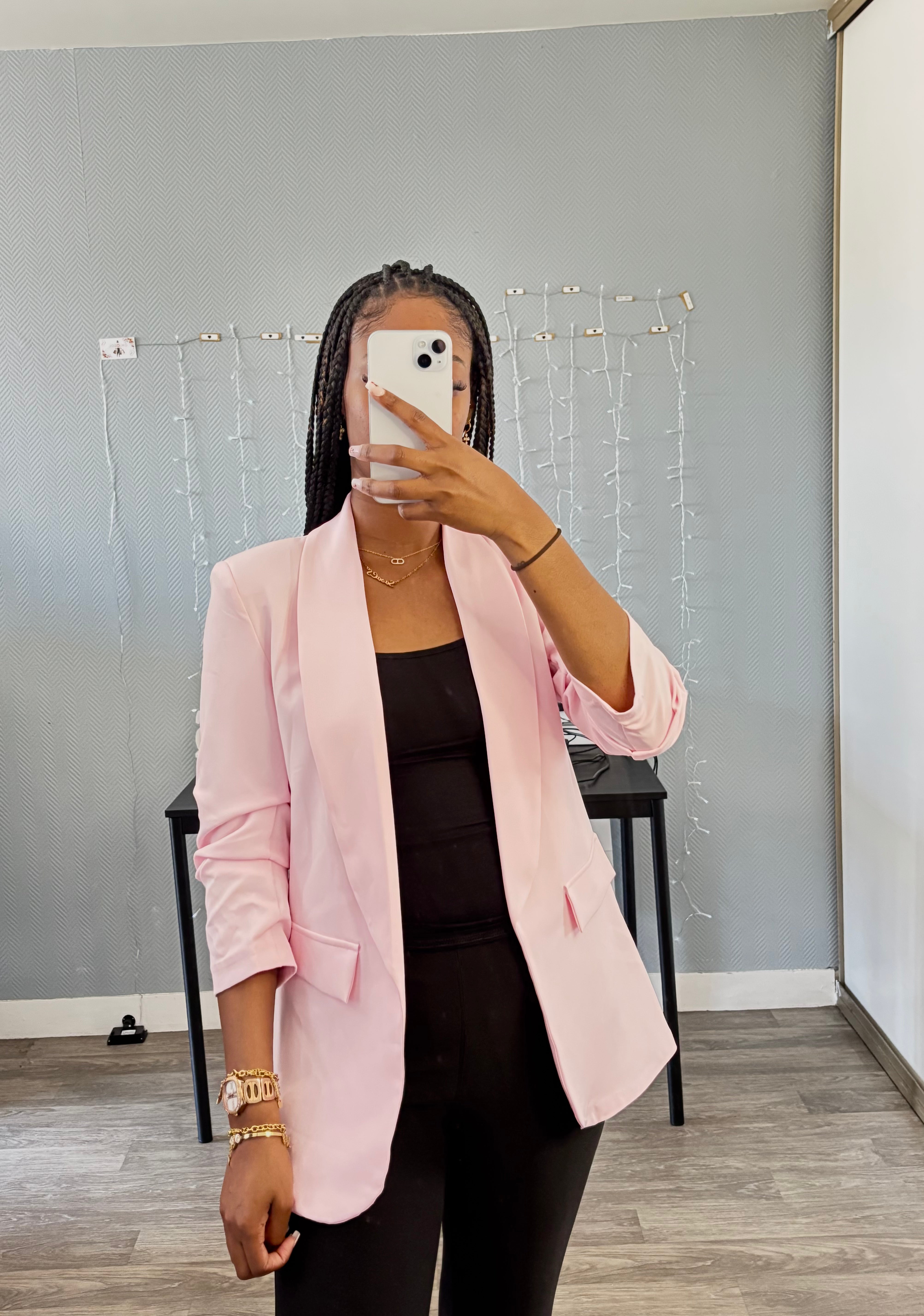 Blazer manche remonté Rose Clair