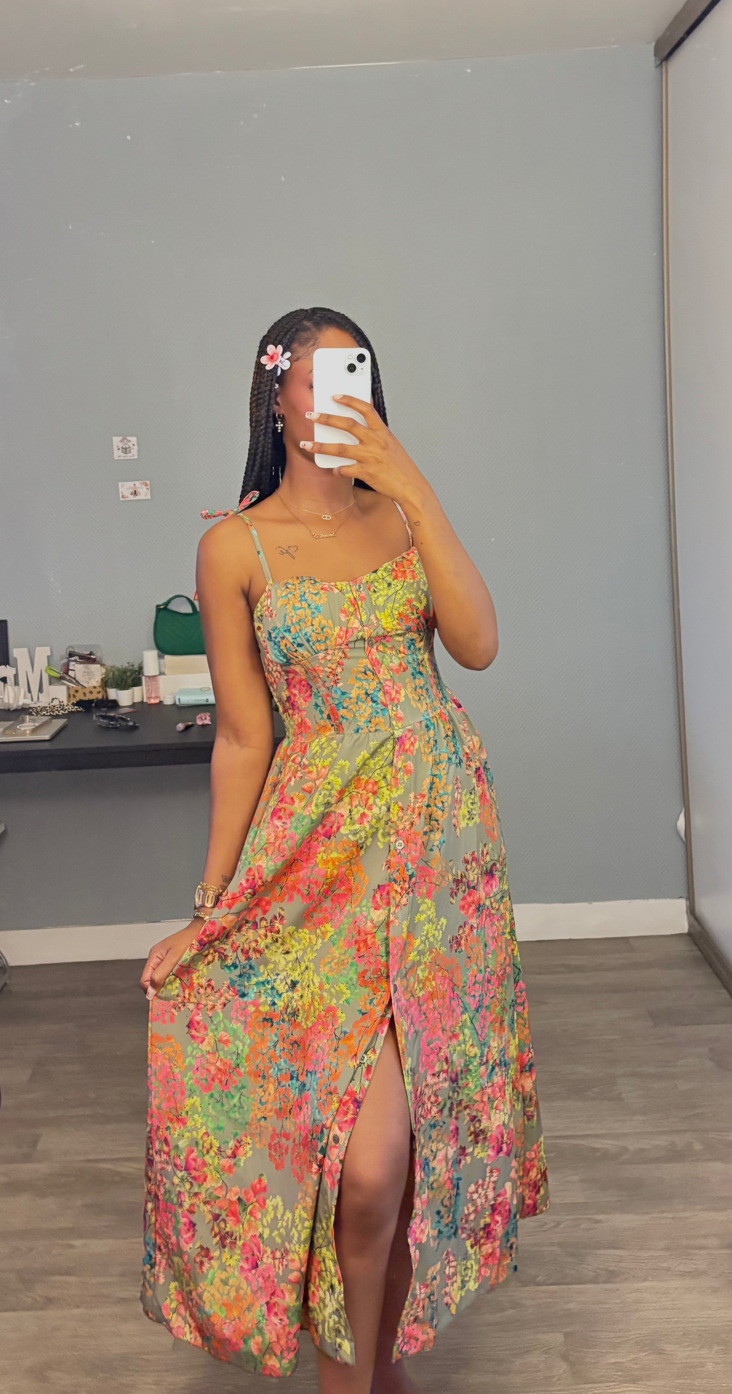 Robe Longue Imprimée Kaki