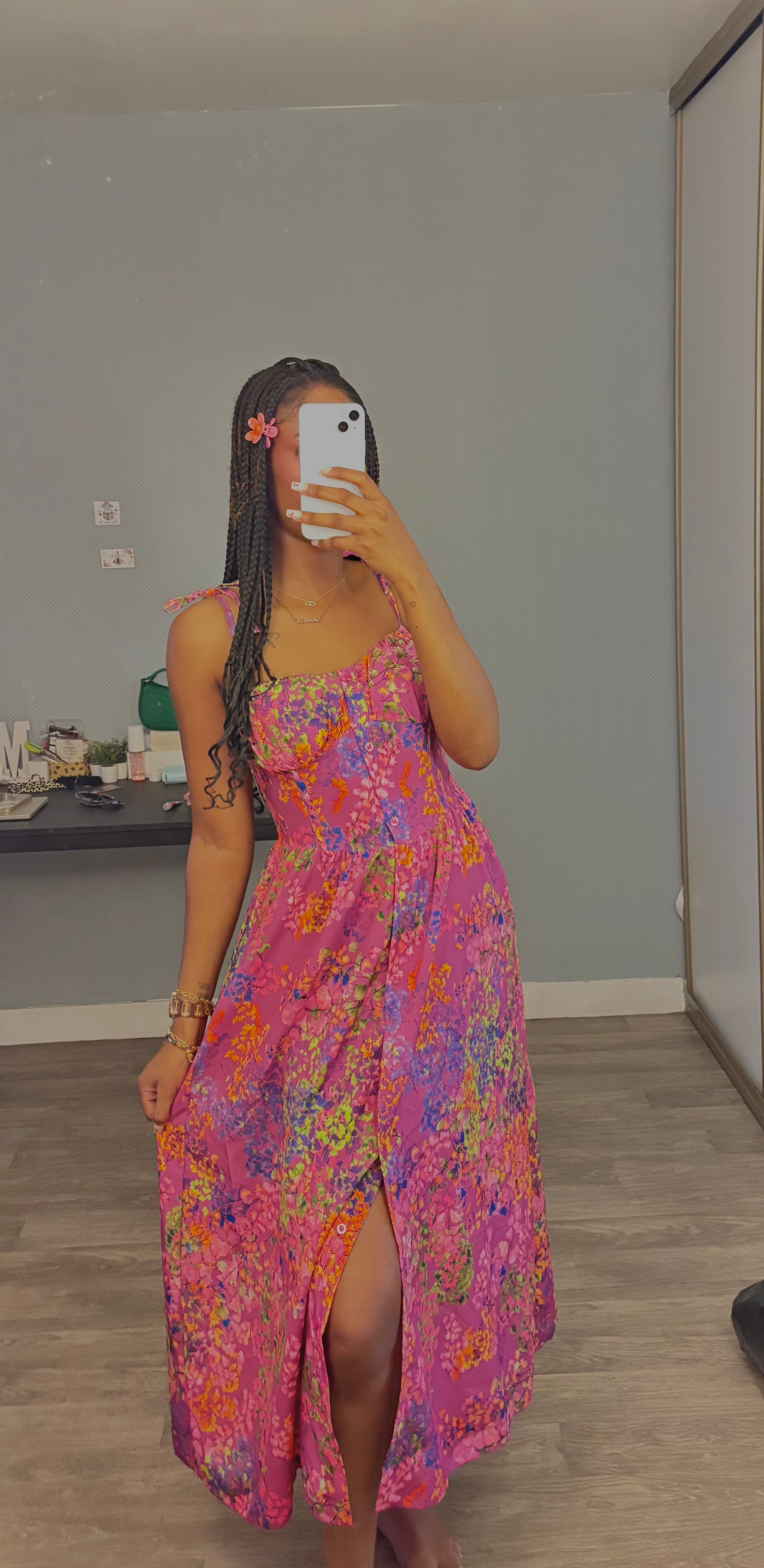 Robe Longue imprimée Prune