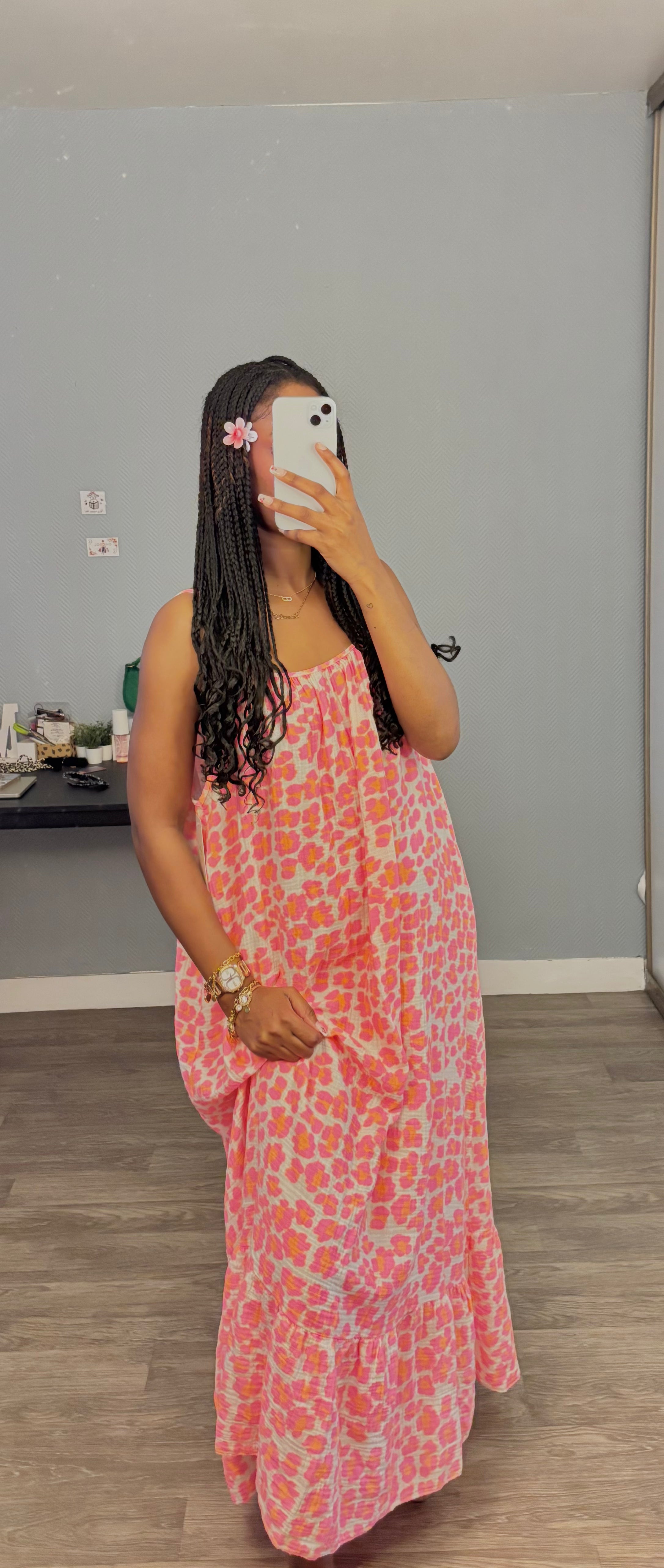 Robe Longue Bretelle Fuschia