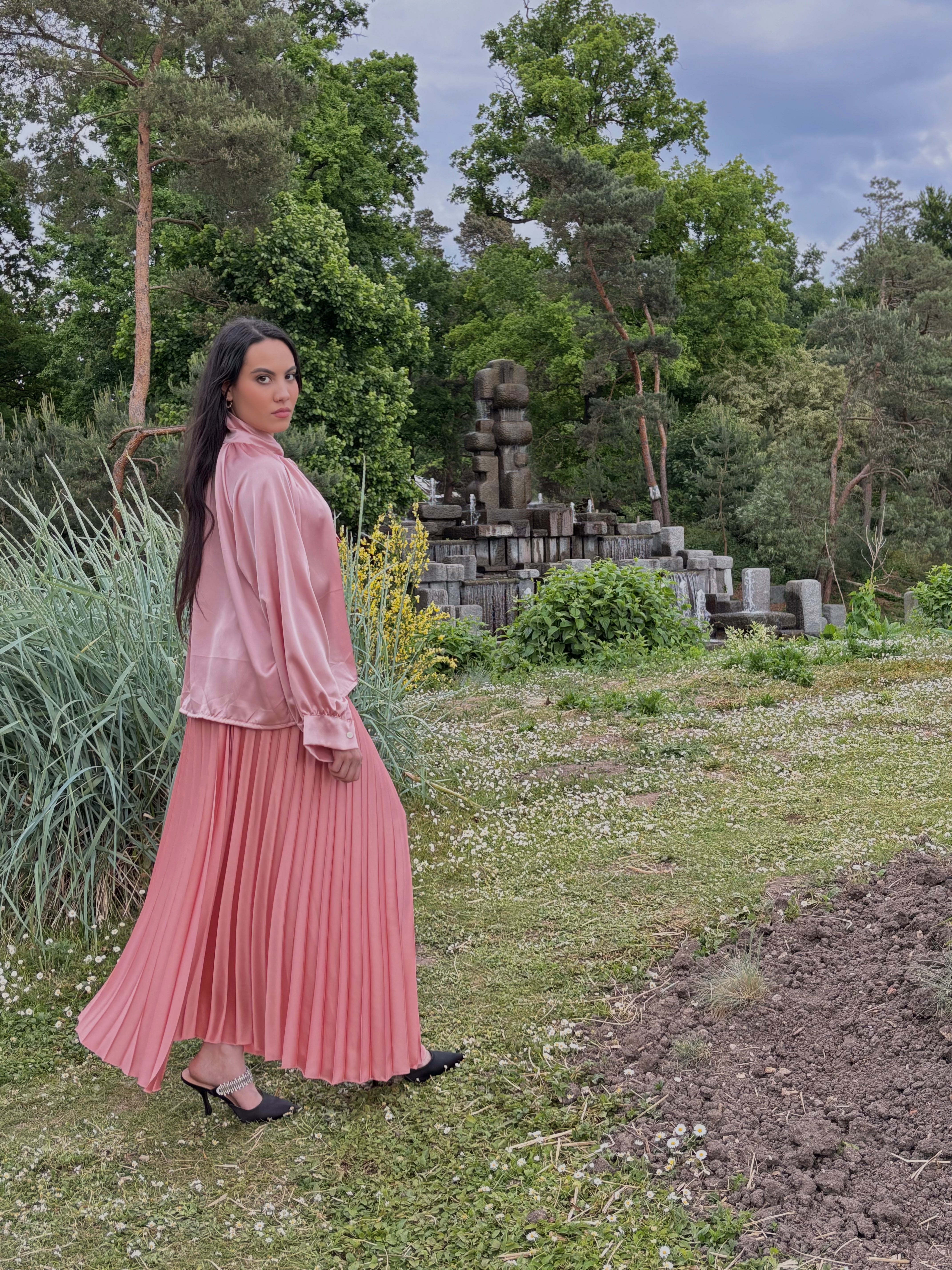 Ensemble Chemise & Jupe Plisée Rose