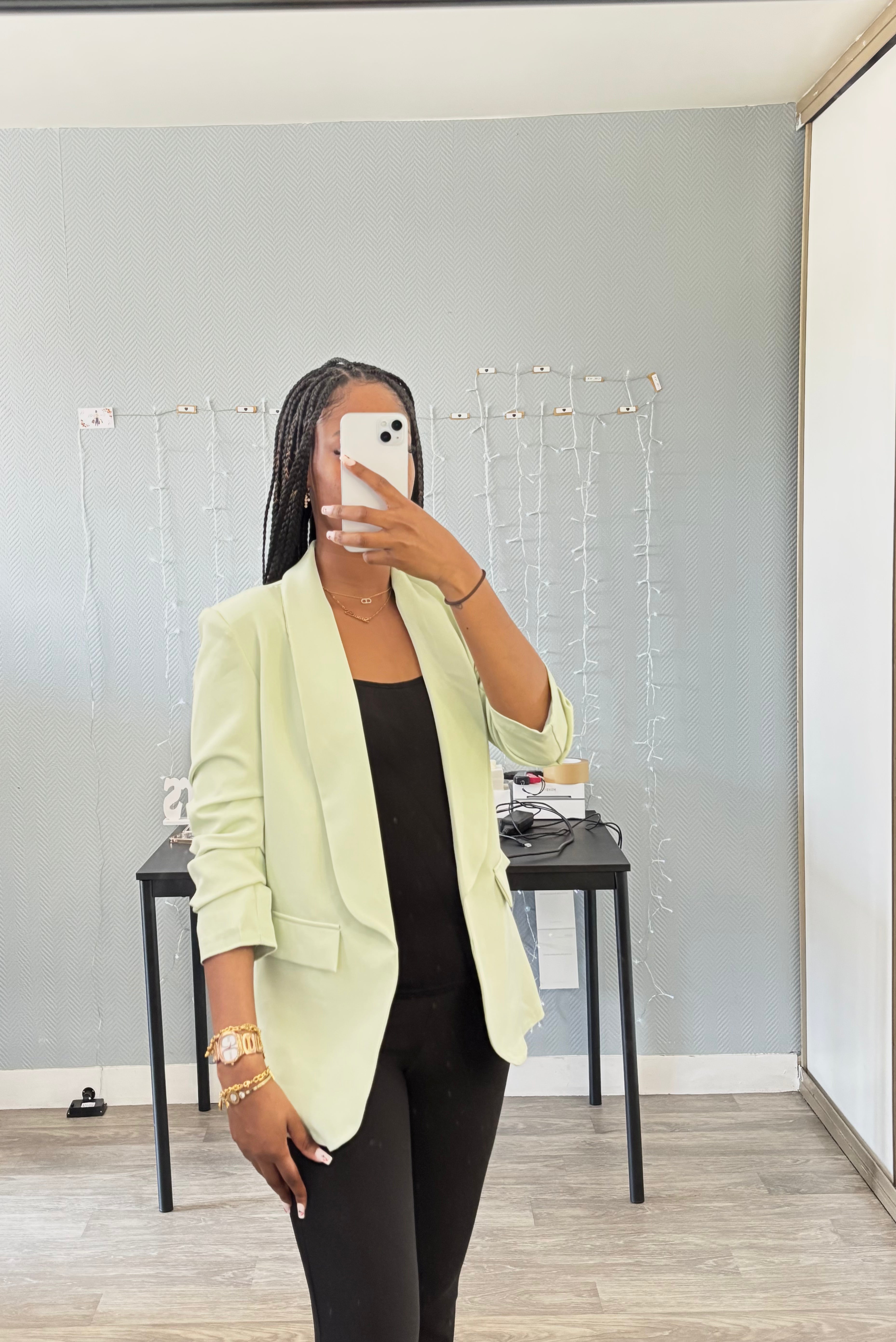 Blazer manche remonté Vert Clair