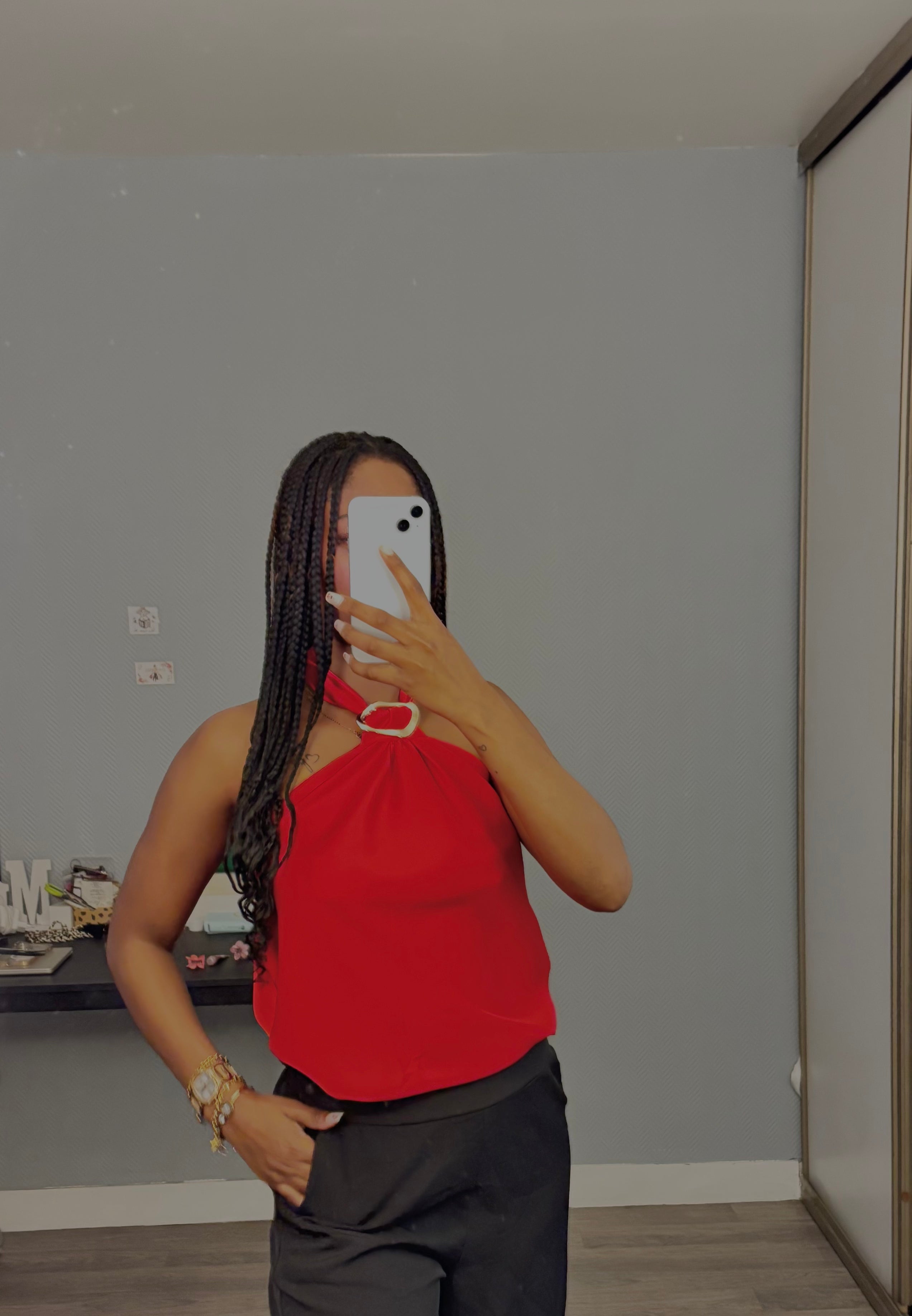Top Satin Chic Rouge